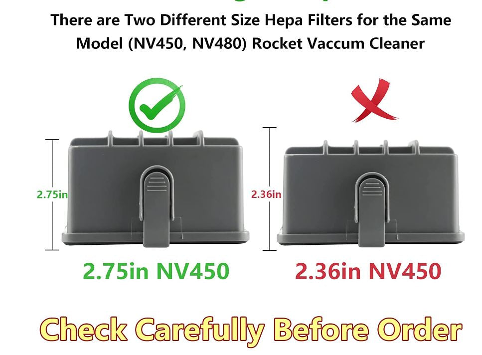 NV450 NV480 Filter Replacement for Shark Rotator NV451, Rocket NV472 NV481 NV482 NV484 Upright Vacuum, Replaces Part # XHF480 XHF450 Tall Size 2.75"