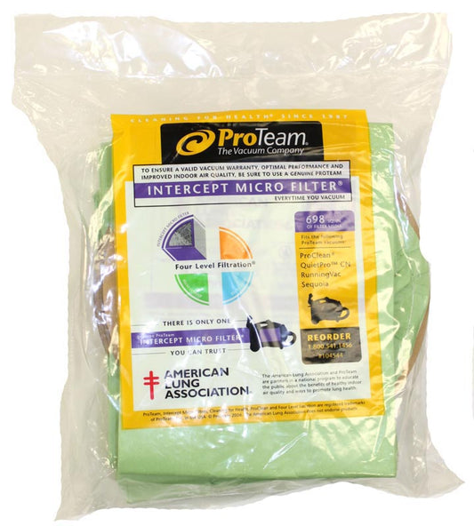 ProTeam 104544 ProClean, Sequoia, RunningVac, QuietPro 698 Sq. Inches 10 QT Vacuum Bags - 10 pack, Replaces 103280