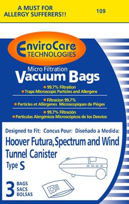 Generic Hoover Style S Vacuum Cleaner Bags 9 pk, Compare With Hoover Part  4010100S
