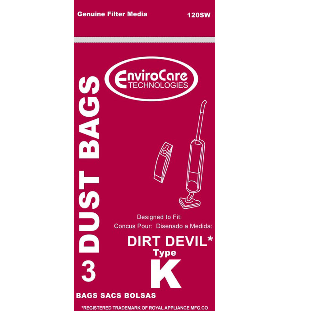 Dirt Devil Type K Vacuum Bags - Generic - 3 pack