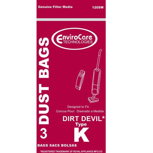 Dirt Devil Type K Vacuum Bags - Generic - 3 pack