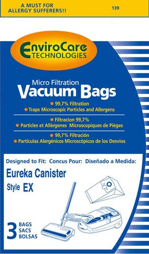 Eureka EX Canister Micro Filtration vacuum  bags - Generic - 3 pack