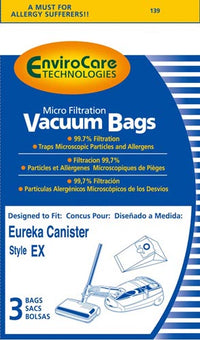Eureka EX Canister Micro Filtration vacuum  bags - Generic - 3 pack