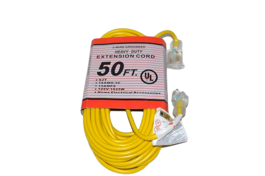 EXTENSION CORD-50ft,16/3,COMMERCIAL,YELLOW LIGHTED ENDS