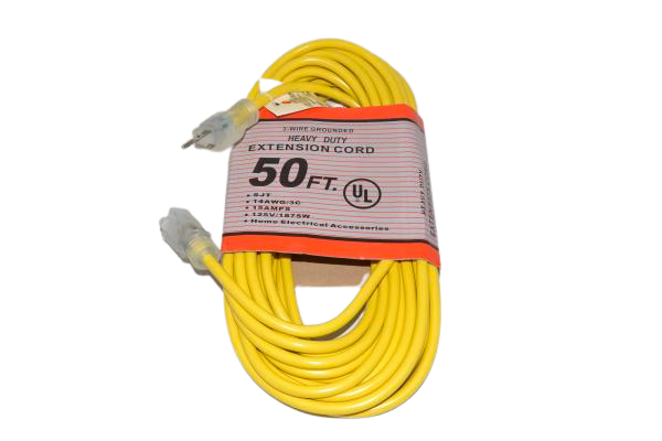 EXTENSION CORD-50ft,14/3,COMMERCIAL,YELLOW LIGHTED ENDS - 300 VOLT