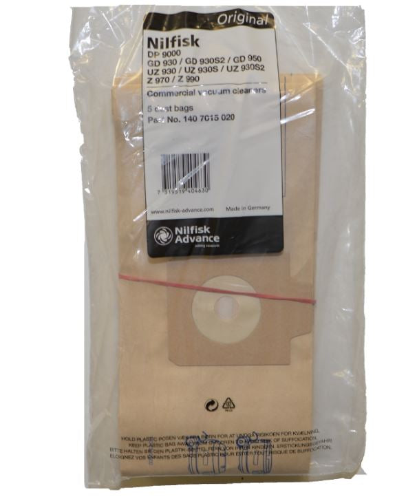 Advance: AD-1418 Paper Bag, Nilfisk GD-930 UZ930 5 Pk