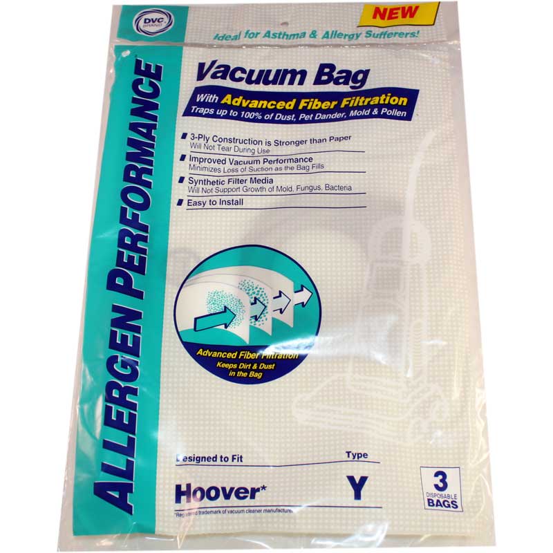 Hoover Y- Advanced Fiber Filtration Vacuum Bags 4010801Y, AH10040 - Generic - 3 Pack