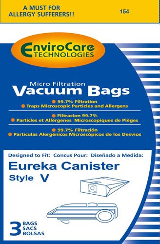Eureka Type 'V' Canister Vacuum Cleaner Bags - 3 Pack x 4 (Total 12 Bags) - Generic