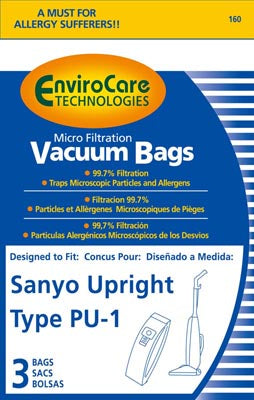 Sanyo Style PU-1 Upright Vacuum Bags - 3 Pack - Generic