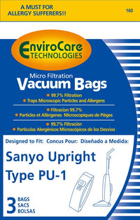 Sanyo SCPU1 Performax Series Vacuum Cleaner Bags - 3 Pack