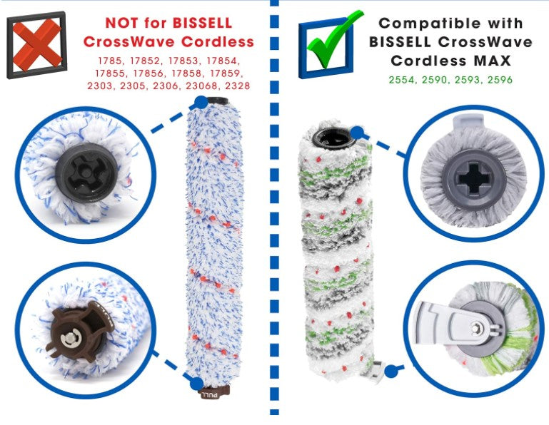 Multi Surface Pet Brush Roll Compatible with Bissell 2788 for Crosswave Cordless Max Multi-Surface Wet Dry Vac Models Compare to Part # 1618641