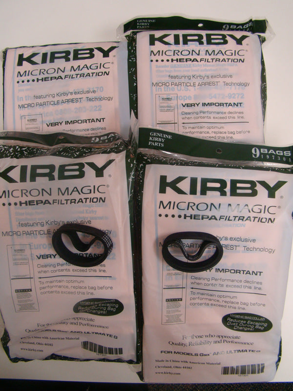 Kirby G4, G5, G6  Ultimate G Vacuum Bags  197301, 197394 - Genuine - 36 Bags + 4 FREE belts