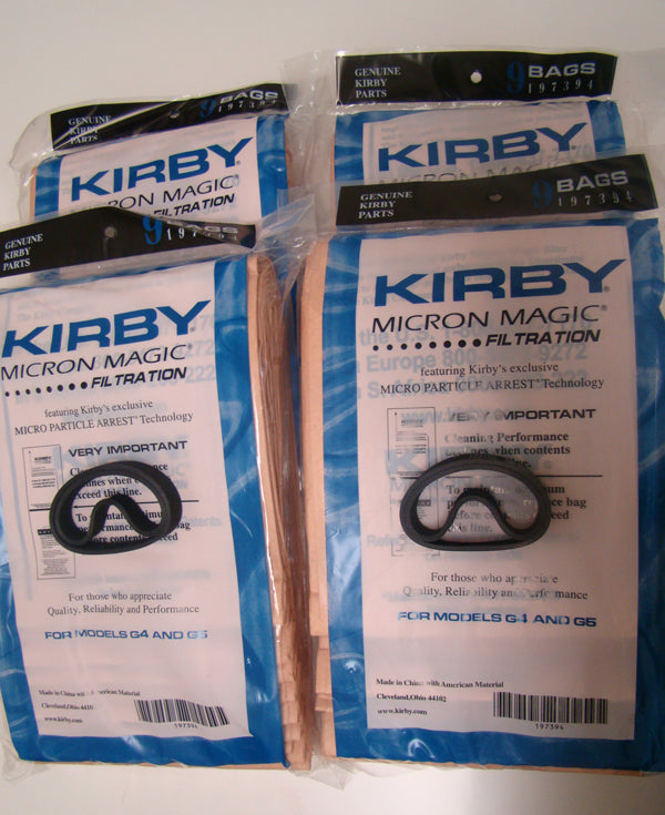 Kirby G4  G5 Micron Magic Vacuum Bags  197394 - Genuine - 36 Bags + 4 FREE belts