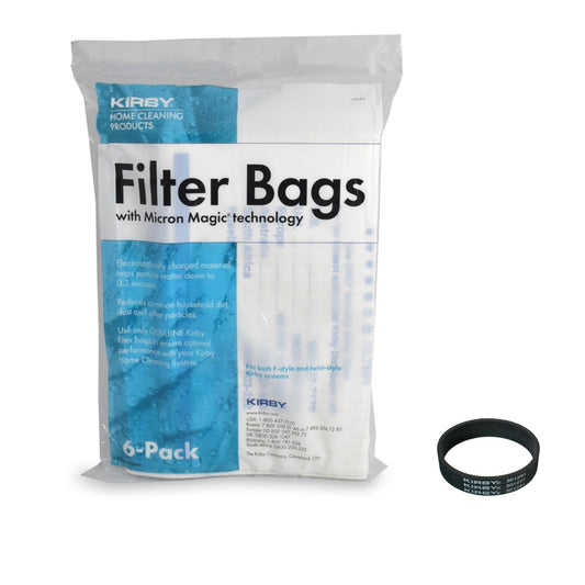 Kirby Universal Bag Kirby #204811 Universal Micron Magic Cloth Bags with 0.3 Micron Filtration for All Generation & Sentria Models (6 Bags & 1 belt)