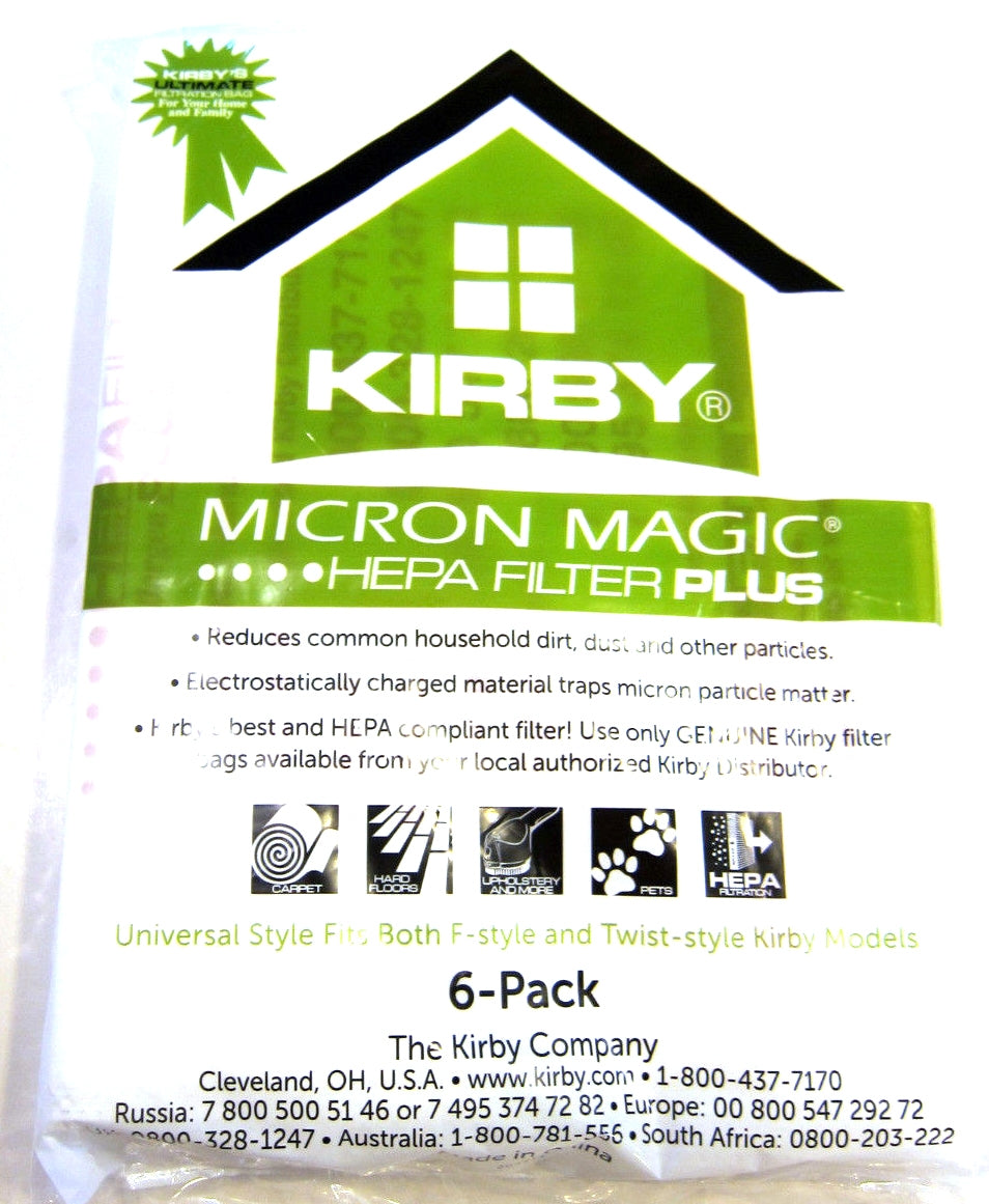 204814G  KIRBY ,MICROALLERGEN PLUS,6PK,UPRIGHT FITS GEN 3 THRU AVALIR / HEPA 13 FILTRATION 