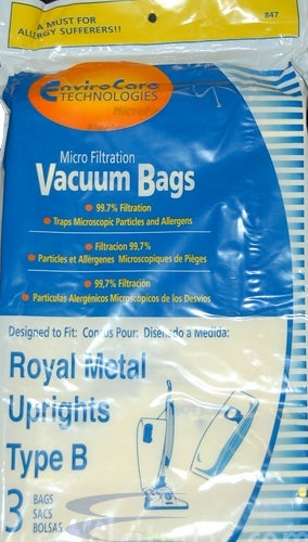 Royal Type B Vacuum Bags 2-066247-001 - TOP FILL STYLE Generic- 3 pack