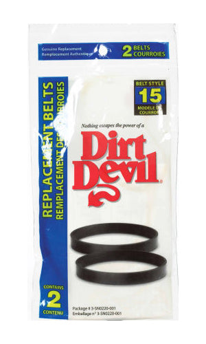 Dirt Devil 3-SN0220-001 , 1SN0220001, Style 15, F15 Vacuum Cleaner Belt - 2 pack