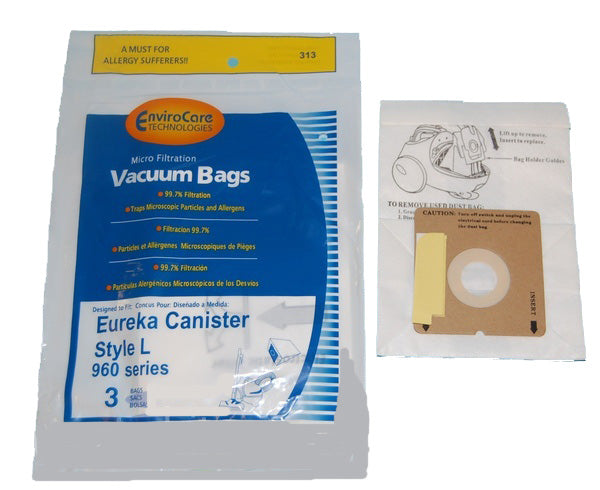 Eureka L Microlined Vacuum Bags for 960 Series  61715A-6  - Generic - 3 Pack