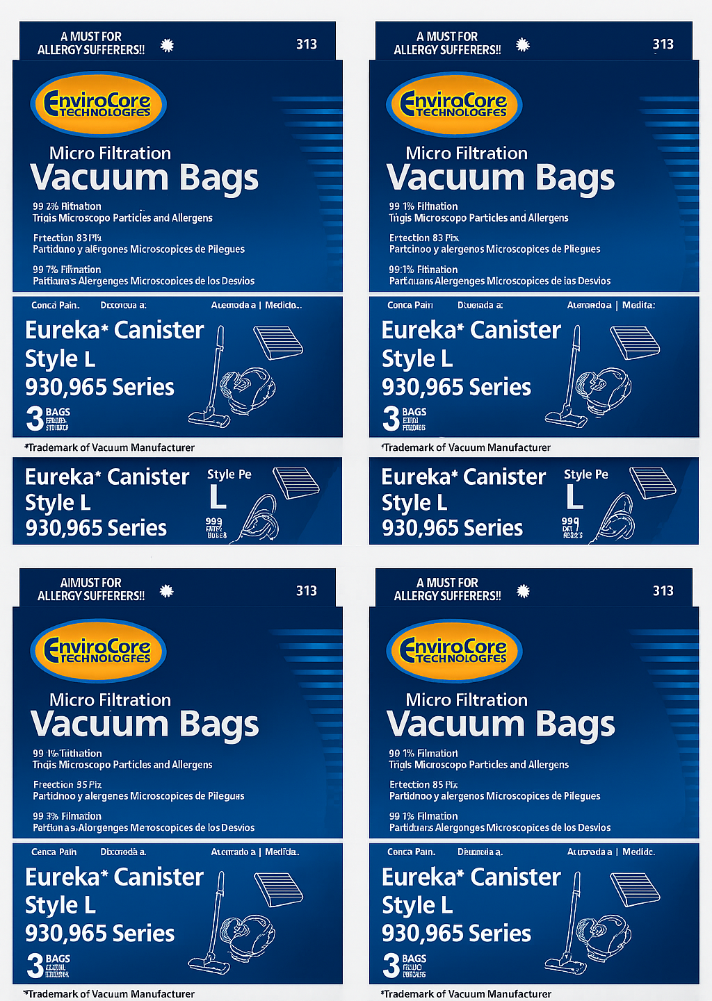 
EnviroCare Replacement Micro Filtration Vacuum Bags Designed to Fit Eureka Style L 930, 965 Series