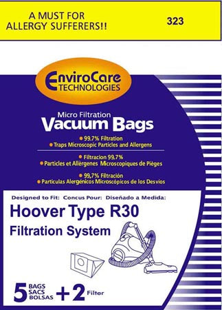 Hoover R30 Vacuum  Bags and 2 filters 40101002- Generic - 5 bags + 1 filter / pack