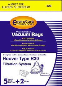 Hoover R30 Vacuum  Bags and 2 filters 40101002- Generic - 5 bags + 1 filter / pack