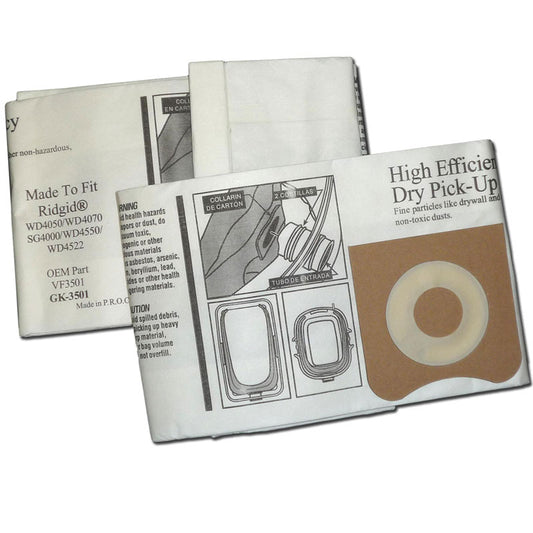 RIDGID 23738 VF3501 Wet Dry Vac High-Efficiency Dust Bags