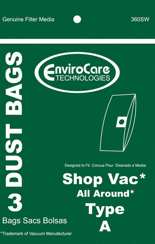 Generic Shop Vac Type A Disposable Collection Filter Bags 906-67- 3 pack