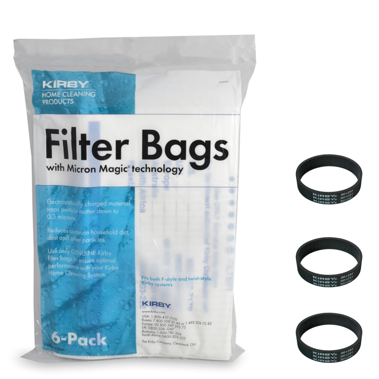 6 KIrby 204811 Bags and 3 Belts 301291