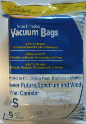 Generic Hoover Style S Vacuum Cleaner Bags 9 pk, Compare With Hoover Part  4010100S