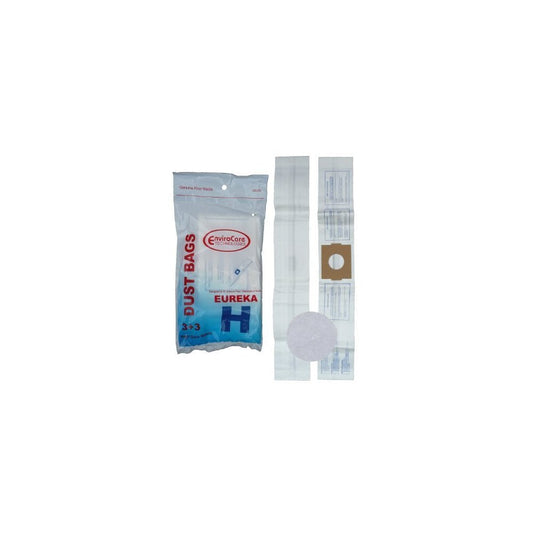 9 Eureka H Canister Vacuum Bags + 3 Filters 52323, Roto-Matic Powerteam Series, Princess, Mighty Mite Vacuum Cleane