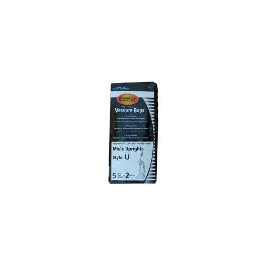 5 Miele Upright Style U Vacuum Bags + 2 Filters with Hygienic Self-closing Seal and Filters, Allervac, Upright Vacu