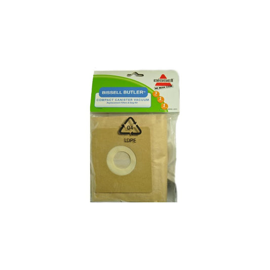 Bissell Butler Compact Canister Vacuum Cleaner Bags, Fits: Model 3580, Bissell Item Number 32023, 3 bags, 1 pre-mot