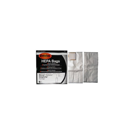 12 Riccar Radiance Simplicity Synergy X9 Hepa Vacuum Bags, Upright Vacuum Cleaners, RSLP-6, S9-6, S9-6. Number SXH-