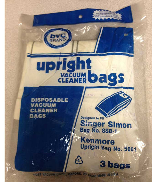 Singer SSB-1 / Kenmore 5061 Vacuum Cleaner Paper Bags - 3 Bags
