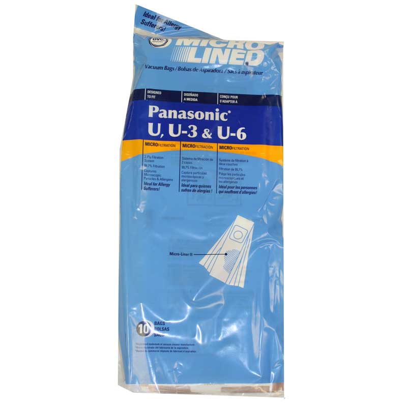 Replacement  MC-115PT Panasonic U-3 Micro-Lined Vacuum Bags- 9 pack