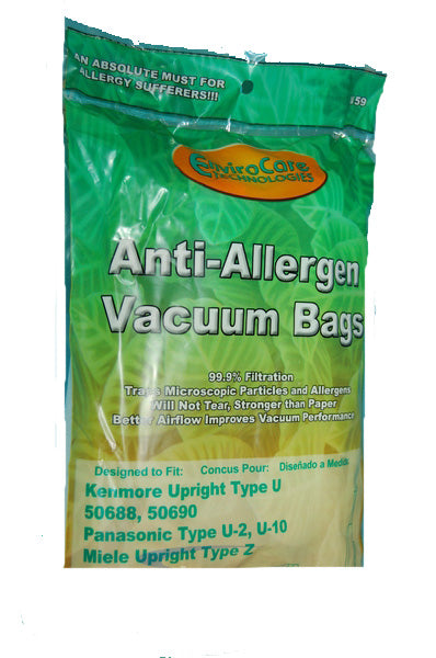Panasonic U-10 Dust Bag for Upright Vacuum  - Generic - 3 Pack