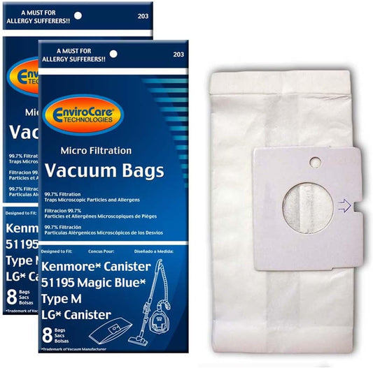 EnviroCare Replacement Vacuum Micro Filtration Vacuum Cleaner Dust Bags Designed to Fit Kenmore Type M 51195 Magic Blue Canisters 16 pack
