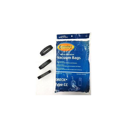 Oreck Vacuum Cleaner Bags To Fit Style CC, and all XL Upright Models (8 CC Bags & 3 Belts)
