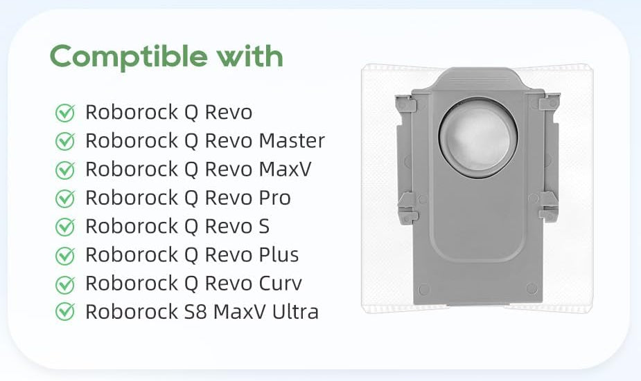 5 Replacement Dust Bags for Roborock QRevo series S8MaxVUltra, S8MaxUltra, QrevoMaxV, QrevoPro, Qrevo Curv CurvX, QrevoCurvS5X, QrevoEdge, Saros10series, Qrevo Slim, QrevoEdgeS5A,QV 35A Robot Vacuum