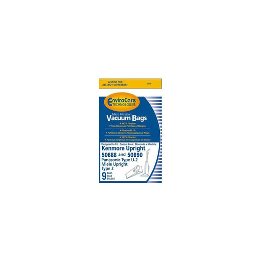 9 Kenmore Upright 50688 and 50690, Panasonic Type U-2 Vacuum Bags Microfiltration with Closure