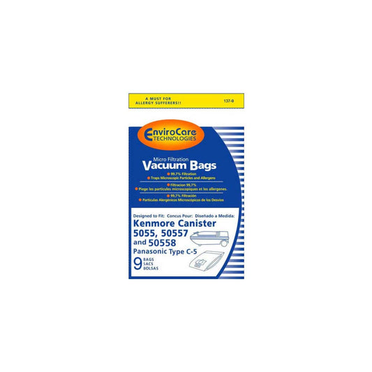 Envirocare Kenmore Mircrofiltration Canister Vacuum Bags - 50558, 5055, 50557 (18 bags)