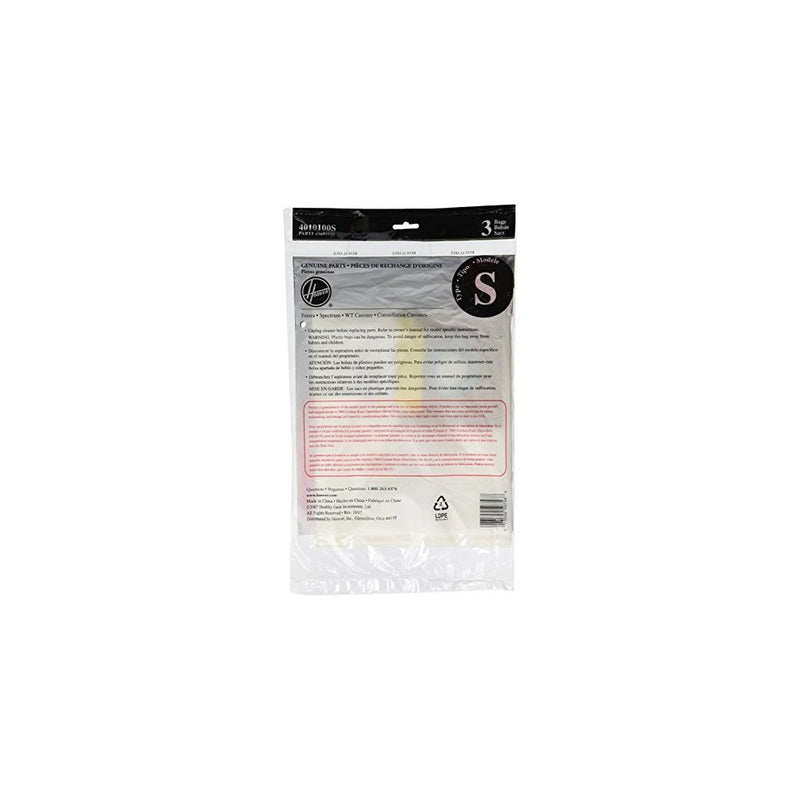 Hoover Type S Allergen Back (3-Pack), 4010100S