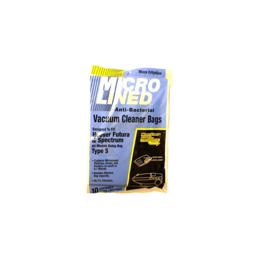 Hoover Type S Anti-Bacterial Vacuum Cleaner Bags (10-pack) - Fits Hoover Futura/Spectrum/Powermax
