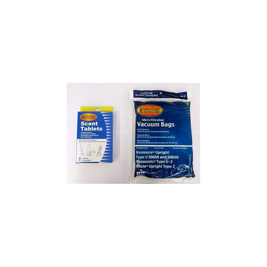 Kenmore Upright 50688 and 50690, Panasonic Type U-2 Vacuum Bags Microfiltration with Closure (9 Bags & 8 Scent Tabs