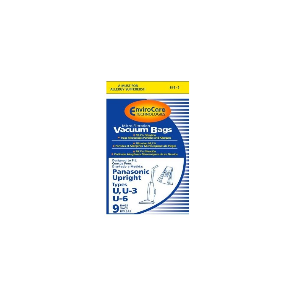 18 Panasonic Types U, U-3, U-6 Vacuum Bags Microfiltration with Closure