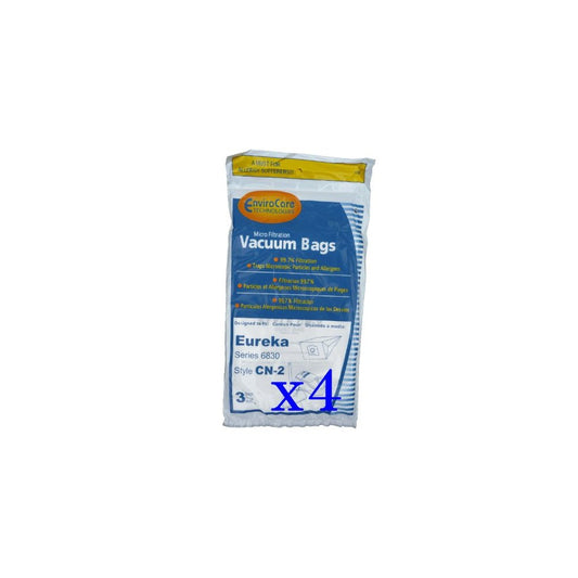 12 Eureka CN-2, CN2 Vacuum Bags by Envircare Series 6830, Power Team, Canister, General Electric Vacuum Cleaners, 6