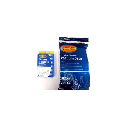 Oreck Vacuum Cleaner Bags To Fit Style CC, and all XL Upright Models (8 Bags & 8 Scent Tabs)