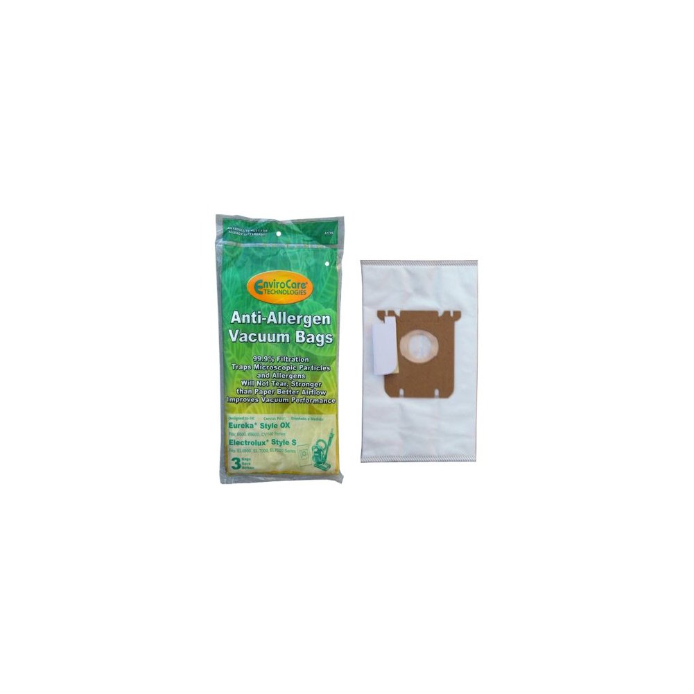 3 Eureka & Electrolux Style OX, Sanitaire Style S H10 Allergy HEPA Vacuum Bags, S-Clinic, SP200 EL200 and EL202, EL