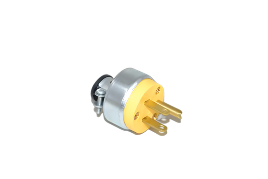 Fit All, Commercial Male Plug 3 Prong, Cooper, Yellow, Metal, Commercial Vacuum #32-5628-03