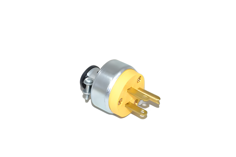 Fit All, Commercial Male Plug 3 Prong, Cooper, Yellow, Metal, Commercial Vacuum #32-5628-03